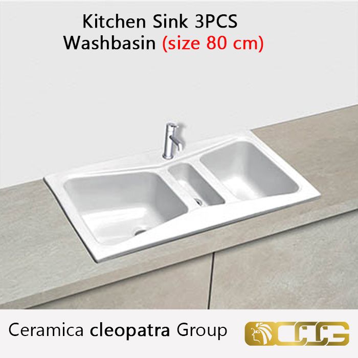 Washbasin ( size 80 cm ) - Kitchen Sink 3PCS - Ceramica cleopatra Group
