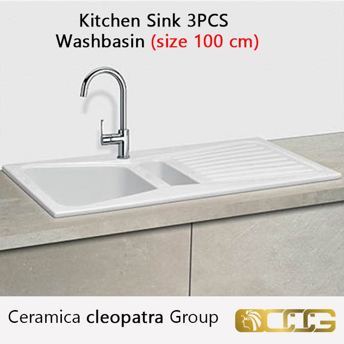  Washbasin ( size 100 cm ) - Kitchen Sink 3PCS -  Ceramica cleopatra Group