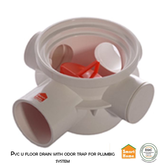 Pvc u floor drain with odor trap for plumbig system