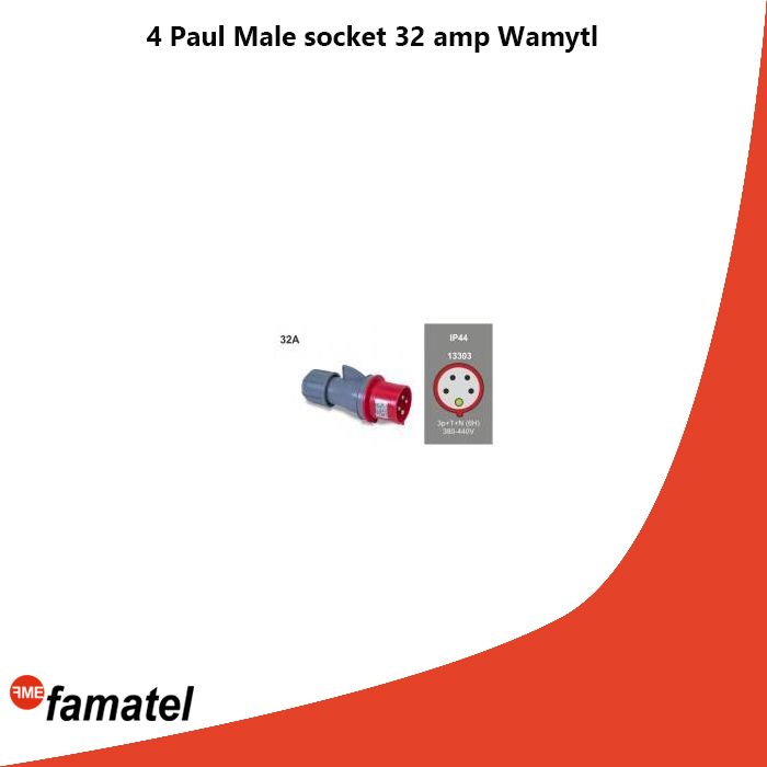 4 Paul Male socket 32 ​​amp Wamytl