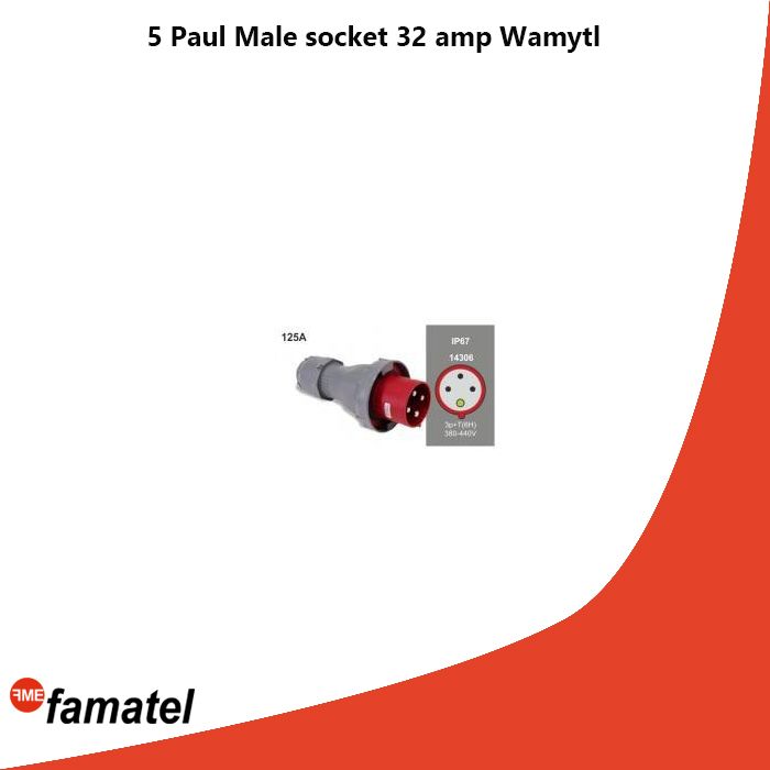 5 Paul Male socket 32 ​​amp Wamytl