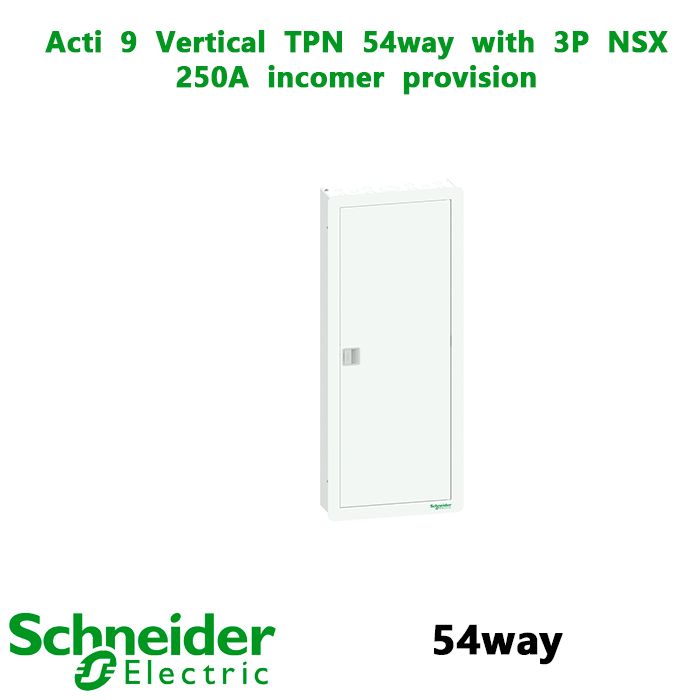 Acti  9  Vertical  TPN  54way  with  3P  NSX  250A  incomer  provision