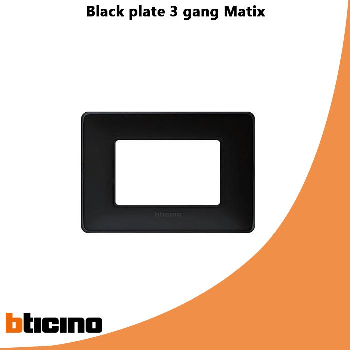 Black plate 3 gang Matix
