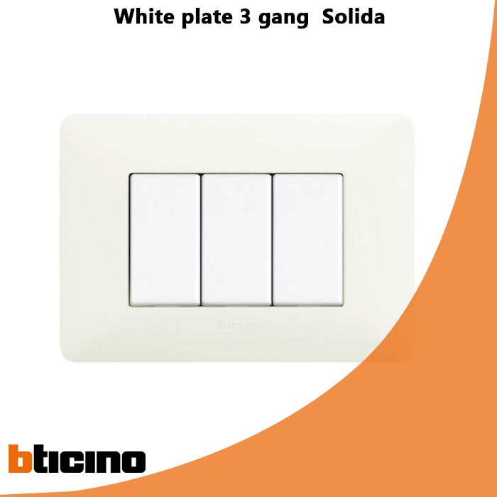 White plate 3 gang  Solida