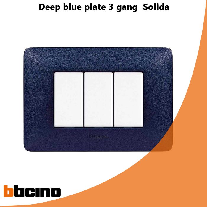Deep blue plate 3 gang  Solida