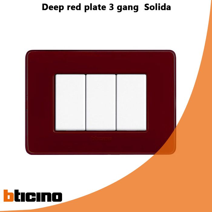 Deep red plate 3 gang  Solida