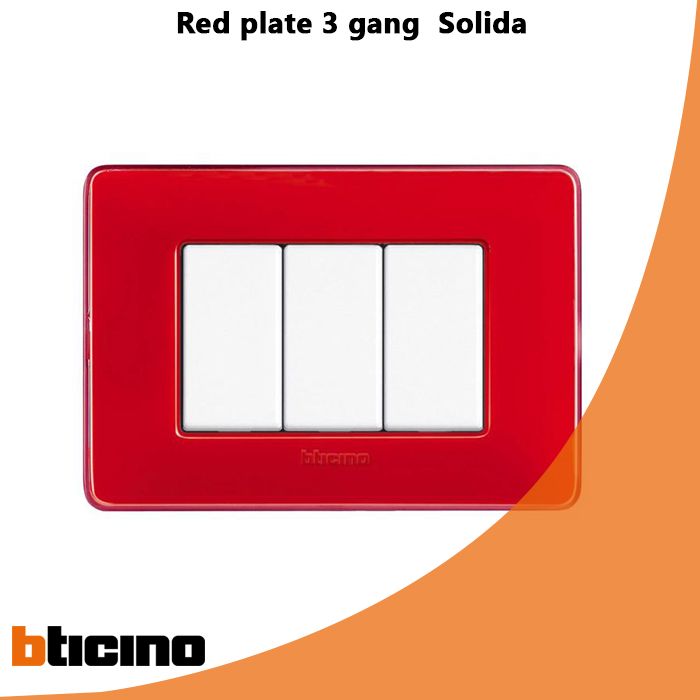 Red plate 3 gang  Solida
