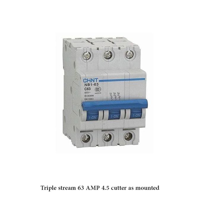 Triple stream 63 AMP 4.5 cutter as mounted