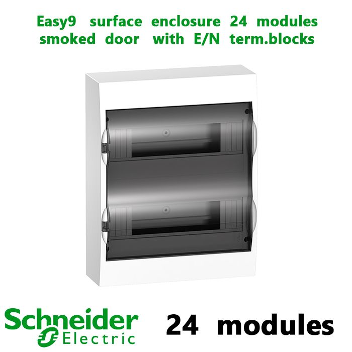 Easy9   surface  enclosure  24  modules   smoked  door   with  E/N  term.blocks