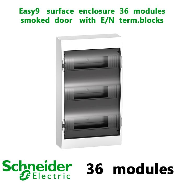 Easy9   surface  enclosure  36  modules   smoked  door   with  E/N  term.blocks