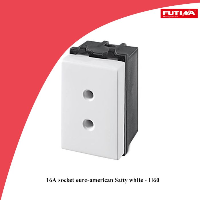 16A socket euro-american Safty white - H60