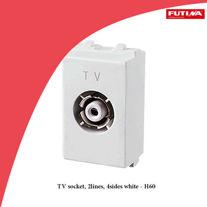 TV socket, 2lines, 4sides white - H60