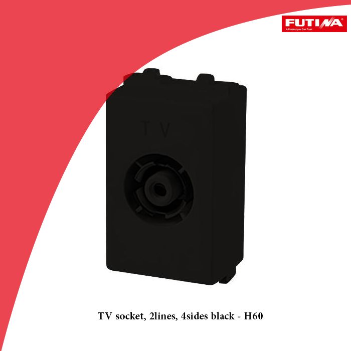 TV socket, 2lines, 4sides black - H60