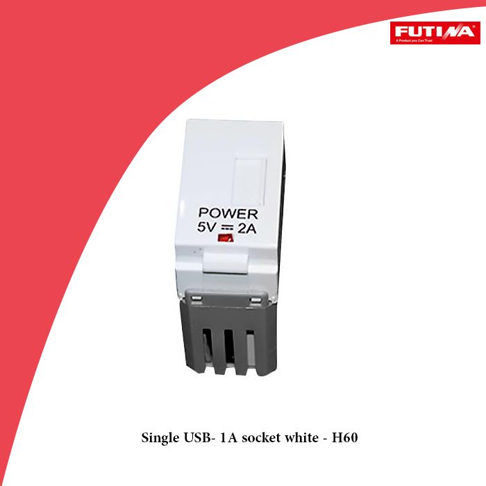Single USB- 1A socket white - H60