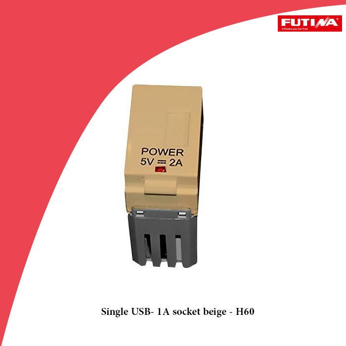 Single USB- 1A socket beige - H60