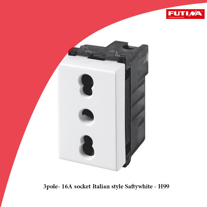 3pole- 16A socket Italian style Saftywhite - H99