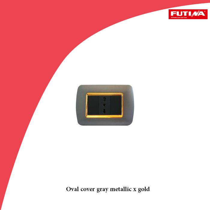 Oval cover gray metallic x gold