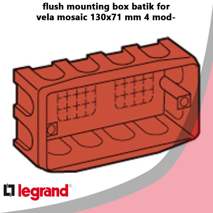 flush mounting box batik for vela mosaic 130x71 mm 4 modules legrand 89249