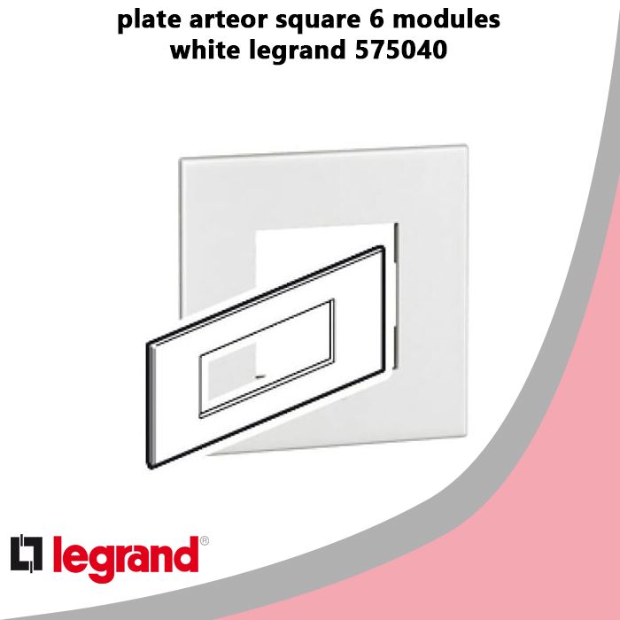 plate arteor square 6 modules white legrand 575040