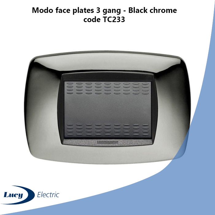 Modo face plates 3 gang - Black chrome