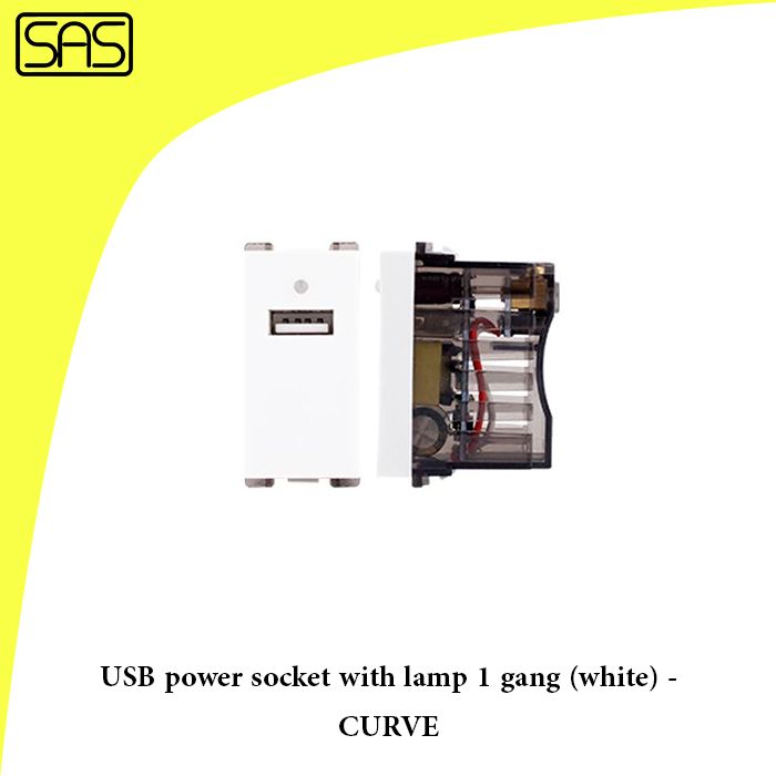 USB power socket with lamp 1 gang (white) - CURVE