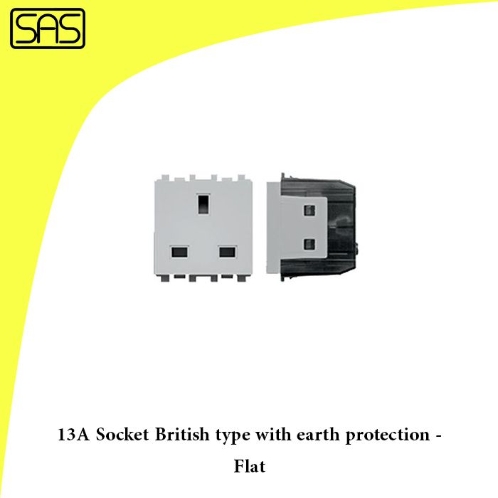 13A Socket British type with earth protection - Flat
