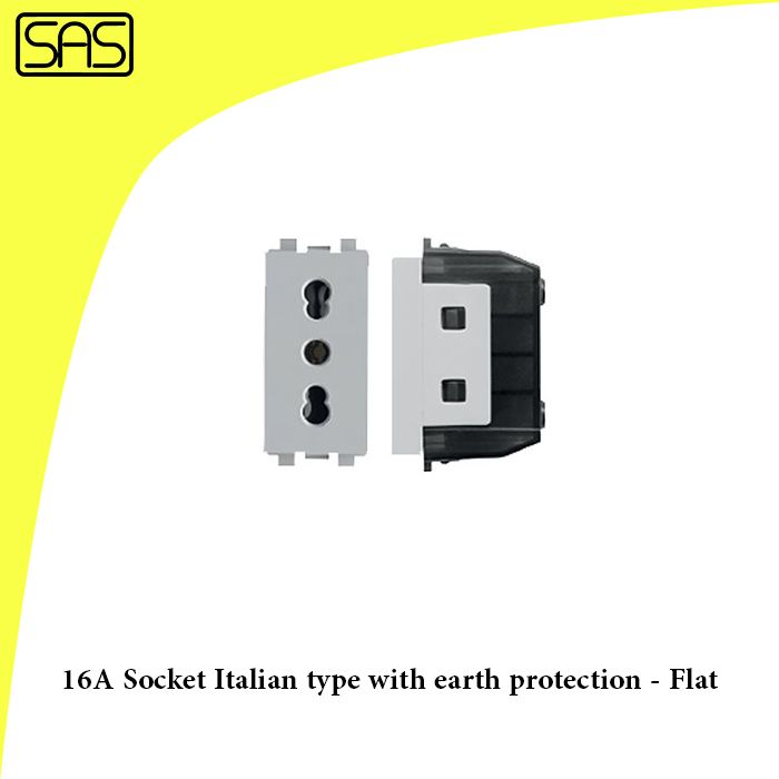 16A Socket Italian type with earth protection - Flat