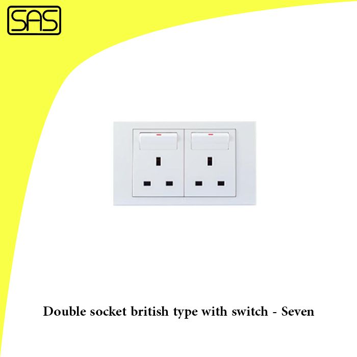 Double socket british type with switch - Seven