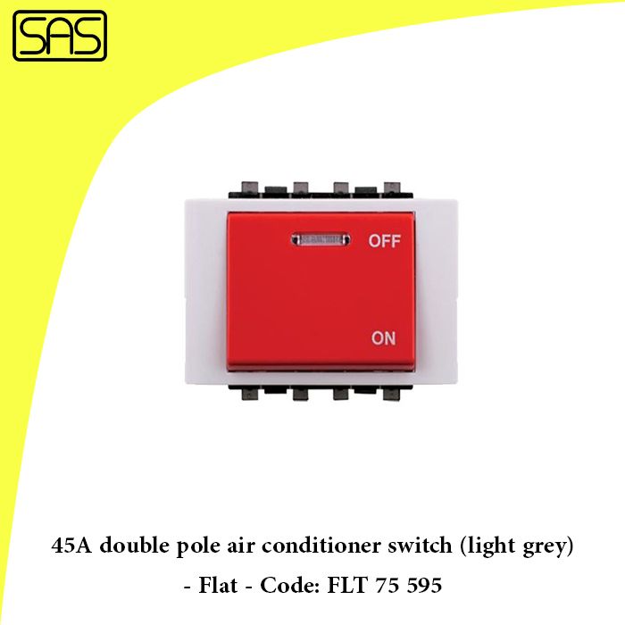 45A double pole air conditioner switch (light grey) - Flat - Code: FLT 75 595