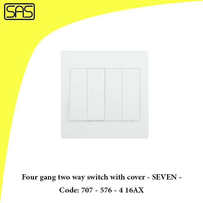 Four gang two way switch with cover - SEVEN - Code: 707 - 576 - 4 16AX