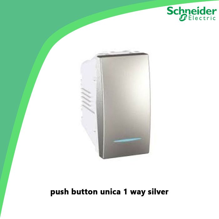 push button unica 1 way silver