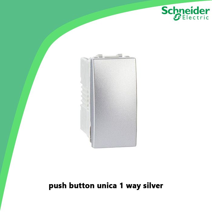 push button unica 1 way silver