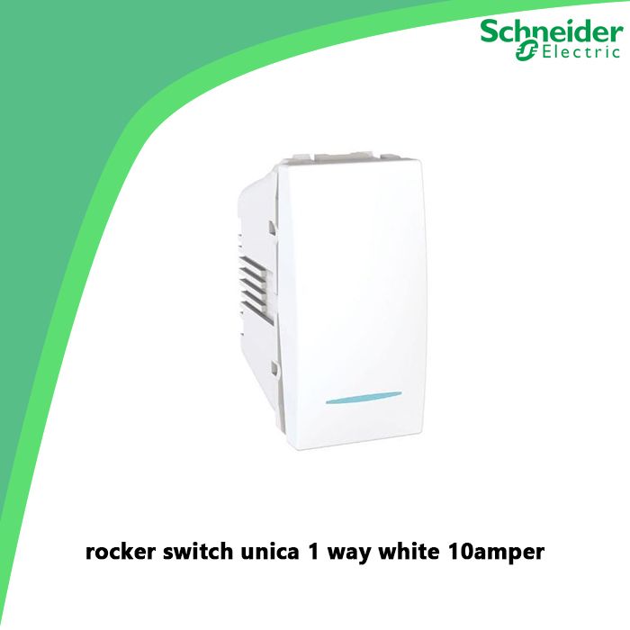 rocker switch unica 1 way white 10amper