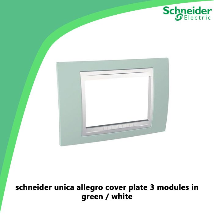 schneider unica allegro cover plate 3 modules in green / white