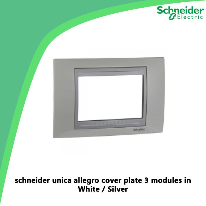 schneider unica allegro cover plate 3 modules in White / Silver
