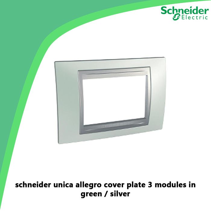 schneider unica allegro cover plate 3 modules in green / silver