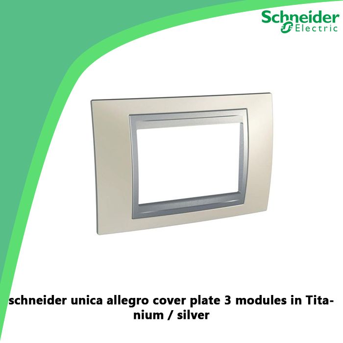 schneider unica allegro cover plate 3 modules in Titanium / silver