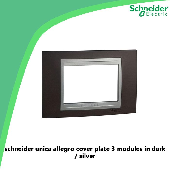 schneider unica allegro cover plate 3 modules in dark / silver