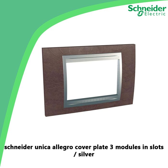 schneider unica allegro cover plate 3 modules in slots / silver