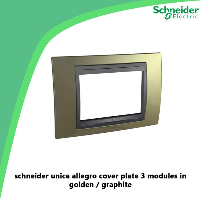 schneider unica allegro cover plate 3 modules in golden / graphite
