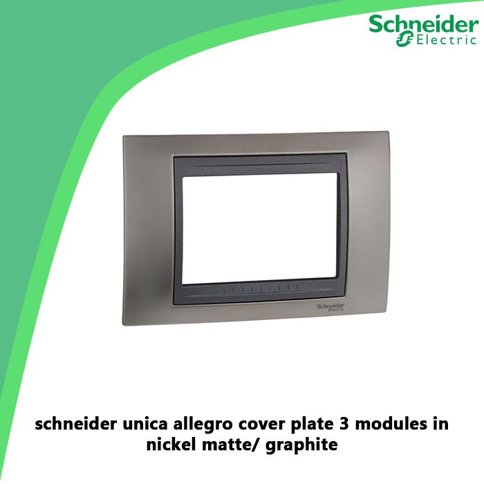 schneider unica allegro cover plate 3 modules in nickel matte/ graphite