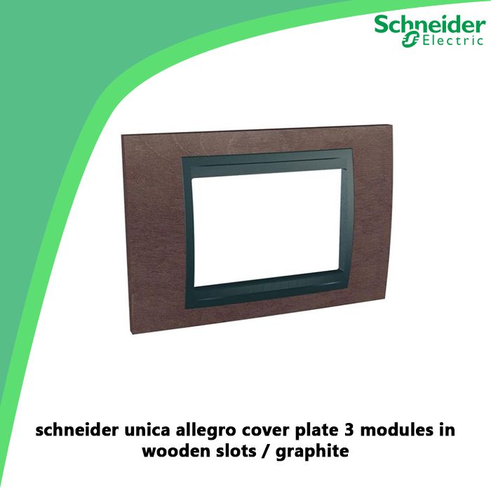 schneider unica allegro cover plate 3 modules in wooden slots / graphite
