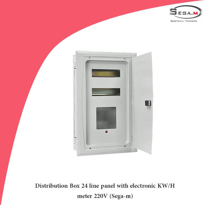 Distribution Box 24 line panel with electronic KW/H meter 220V (Sega-m)