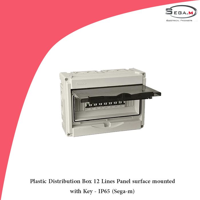 Plastic Distribution Box 12 Lines Panel surface mounted with Key - IP65 (Sega-m)