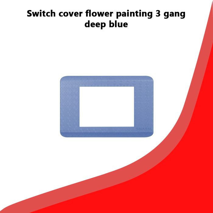 Switch cover flower painting 3 gang deep blue