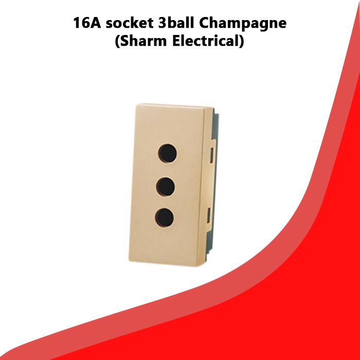 16A socket 3ball Champagne (Sharm Electrical)
