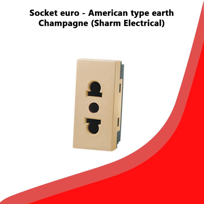 Socket euro - American type earth Champagne (Sharm Electrical)