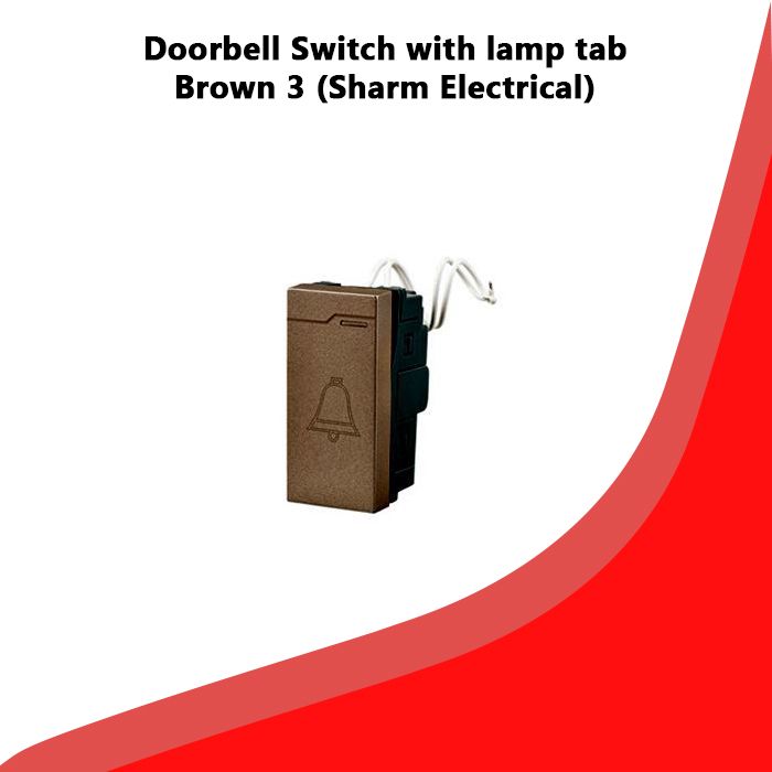 Doorbell Switch with lamp tab Brown 3 (Sharm Electrical)