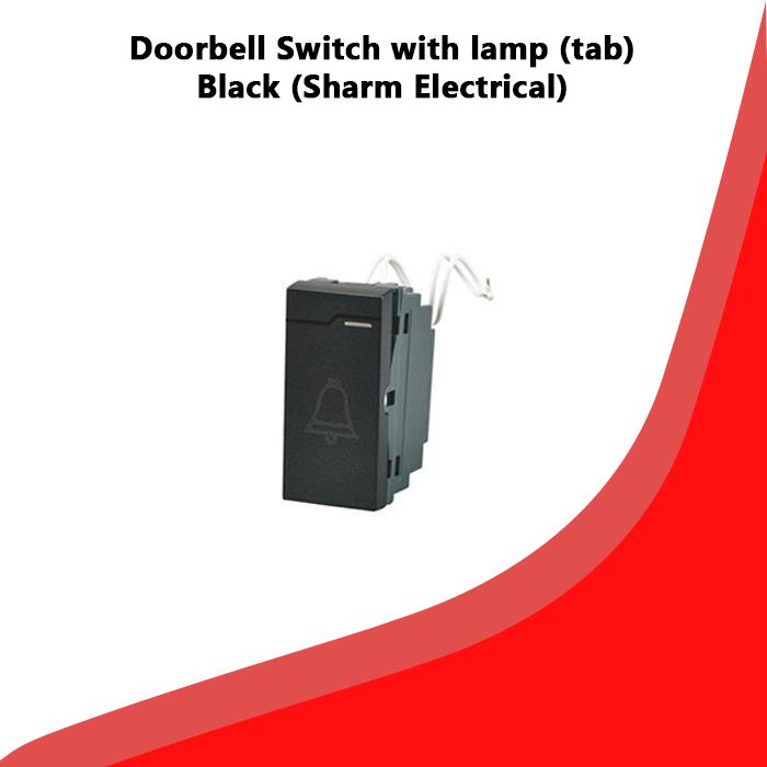 Doorbell Switch with lamp (tab) Black (Sharm Electrical)