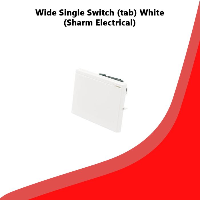 Wide Single Switch (tab) White (Sharm Electrical)